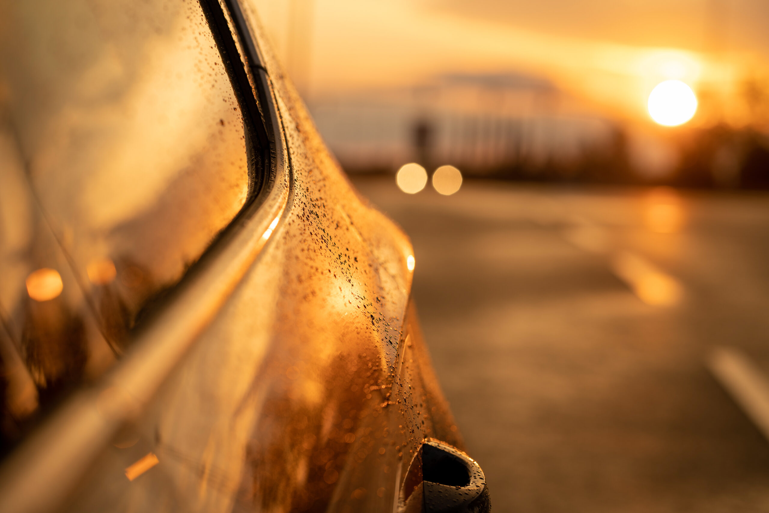 UV-treated dashboard at sunset
